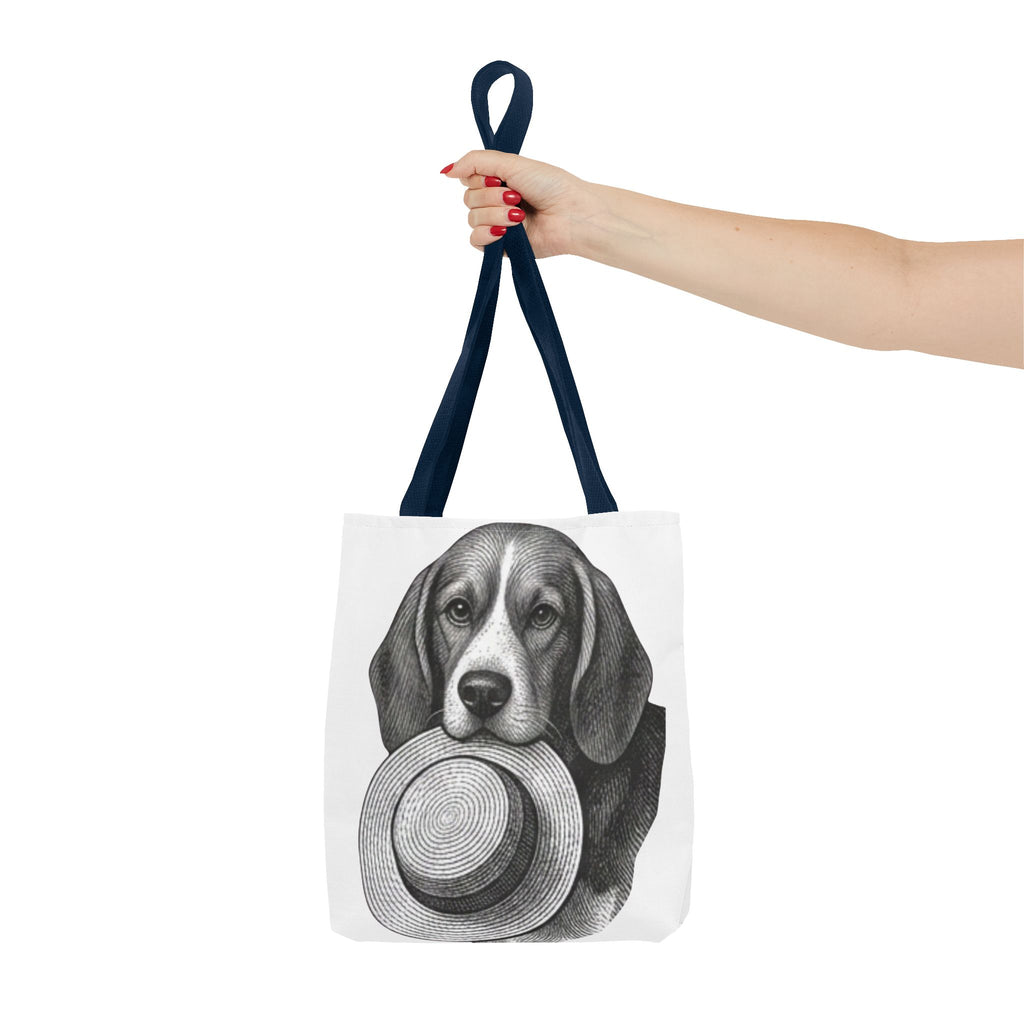 Beagle with Hat Tote Bag — Vintage Dog Illustration Canvas Tote