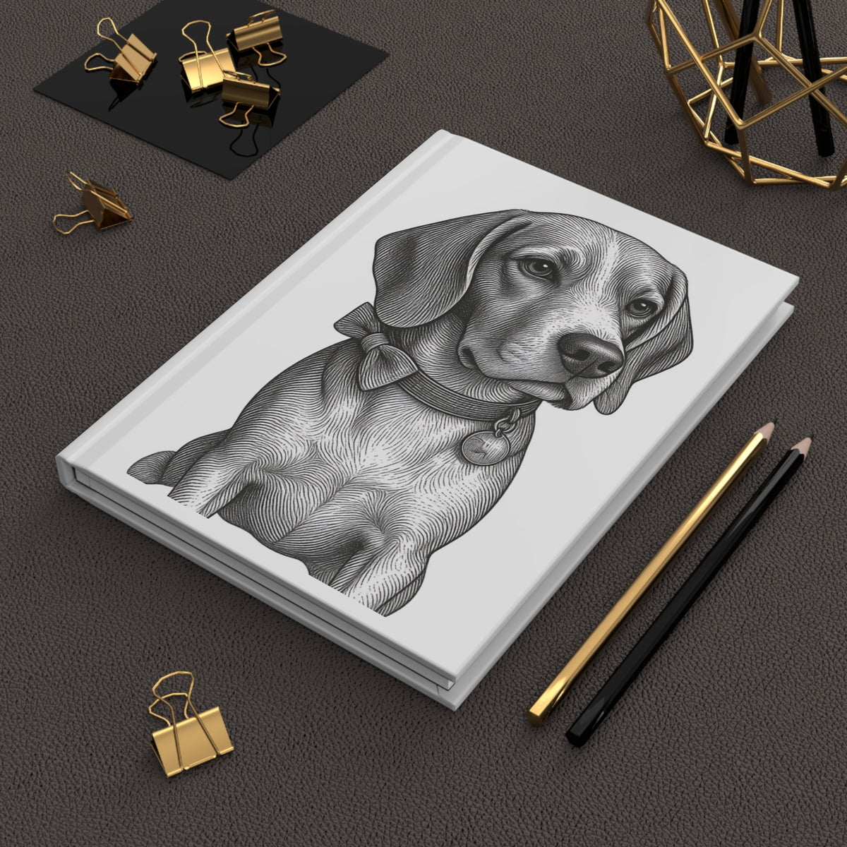Beagle Portrait Hardcover Journal — Lined Notebook for Dog Lovers