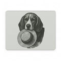 Beagle with Straw Hat PU Leather Mouse Mat — Vintage Dog Desk Mousepad