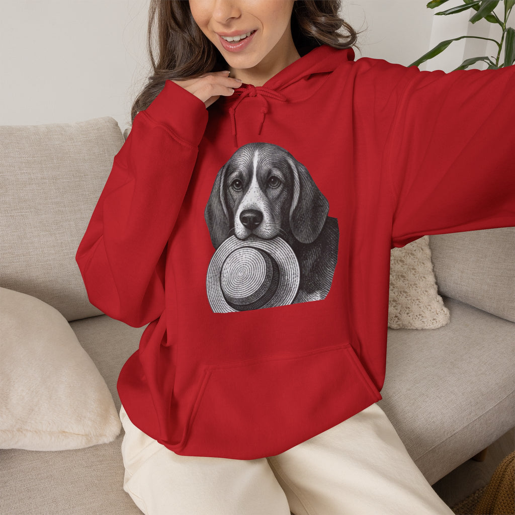 Beagle with Hat Hoodie – Cute Dog Illustration Pullover