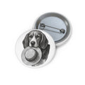Dog with Straw Hat Pin Button — Cute Vintage Beagle Accessory