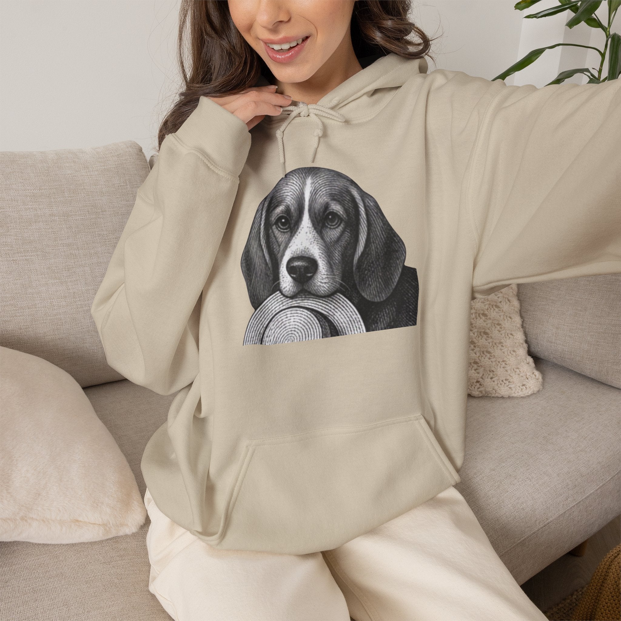 Beagle With Hat Hoodie — Cute Vintage Dog Portrait Pullover