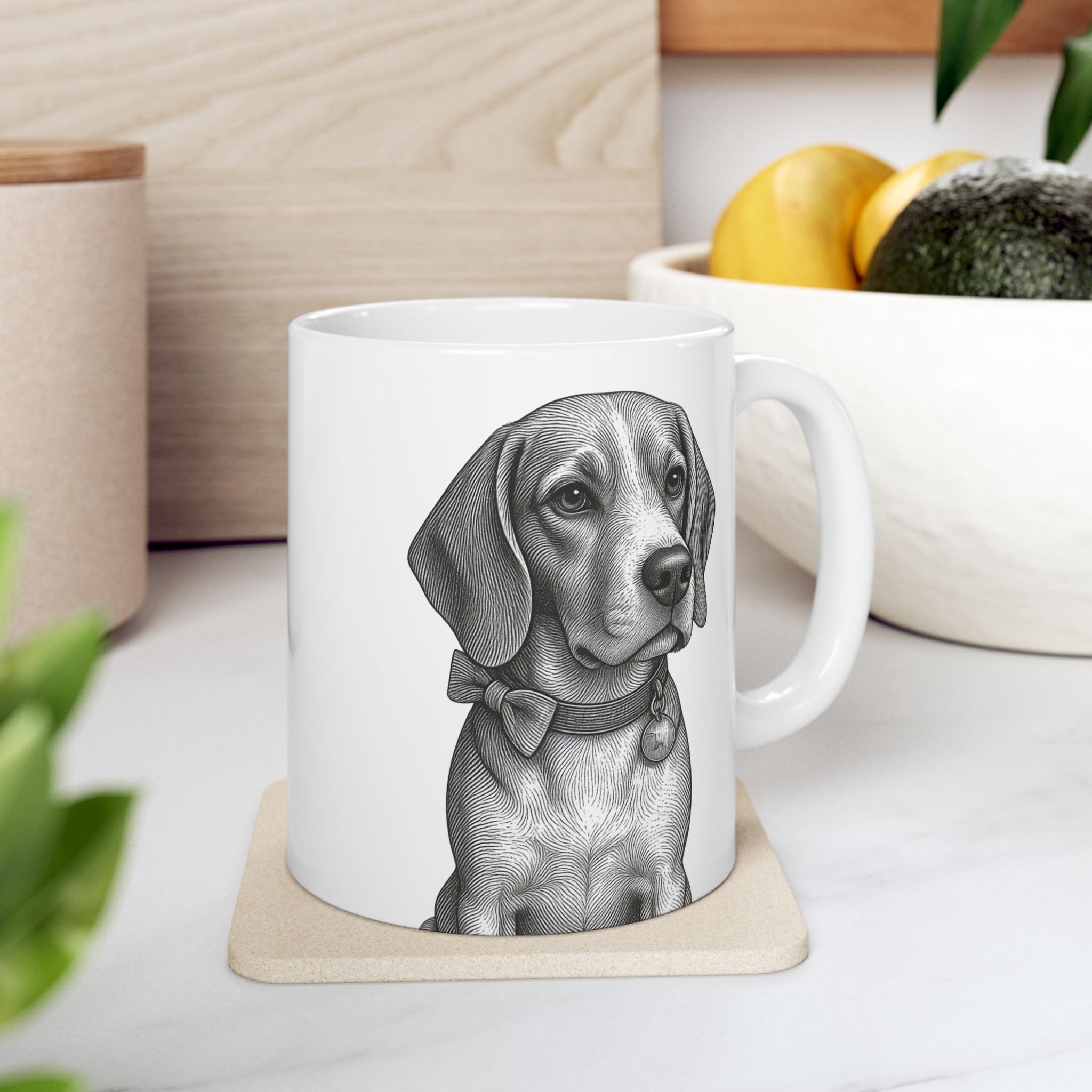 Beagle Mug — Ceramic Coffee Mug (11oz & 15oz)- Barry the Distinguished Bowtie Beagle