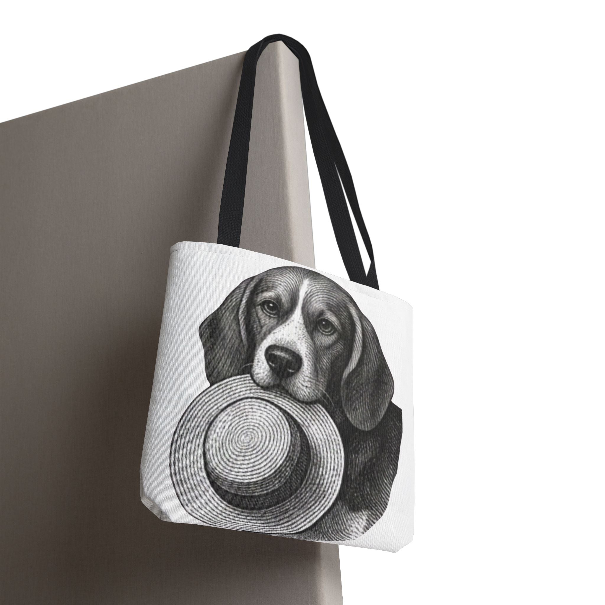 Beagle with Hat Tote Bag — Vintage Dog Illustration Canvas Tote