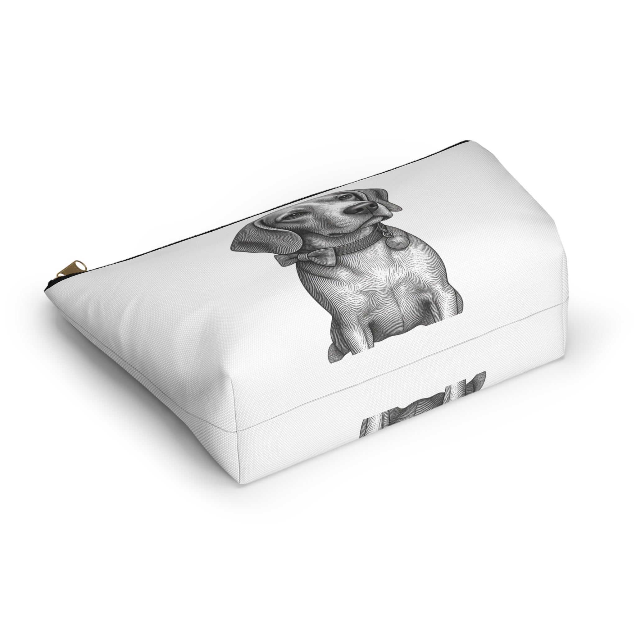 Accessory Pouch w T-bottom- Toiletry bag- Barry the Distinguished Bowtie Beagle