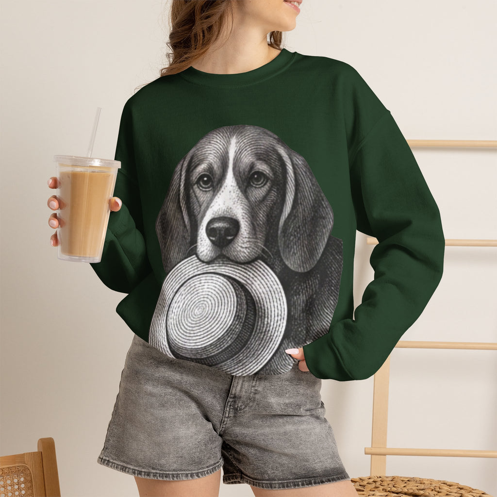 Beagle Holding Hat Crewneck Sweatshirt