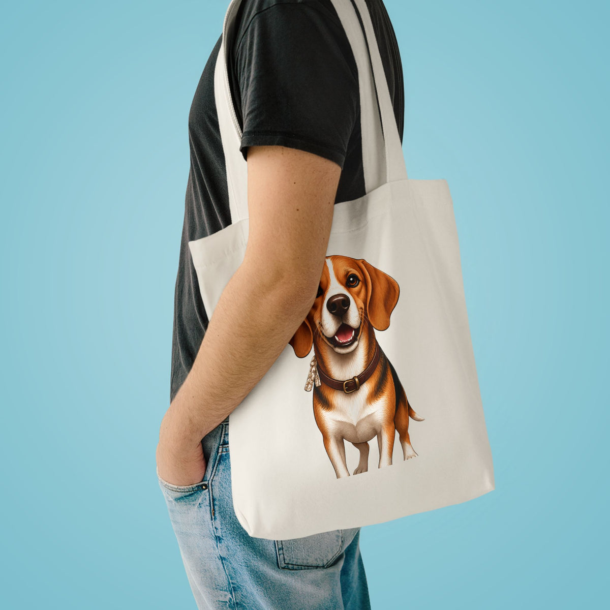 Beagle Tote Bag - Cute Realistic Dog Cotton Shopper for Pet Lovers