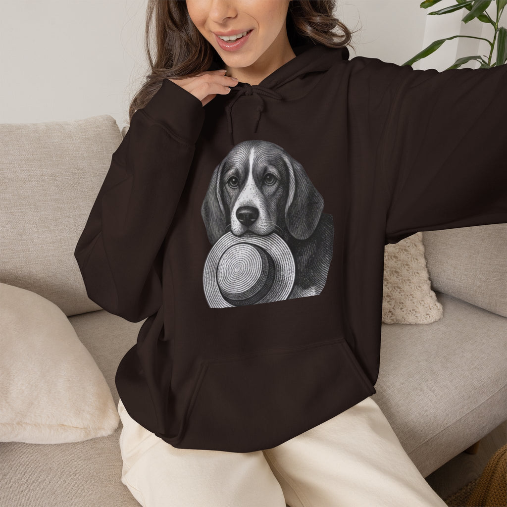 Beagle with Hat Hoodie – Cute Dog Illustration Pullover