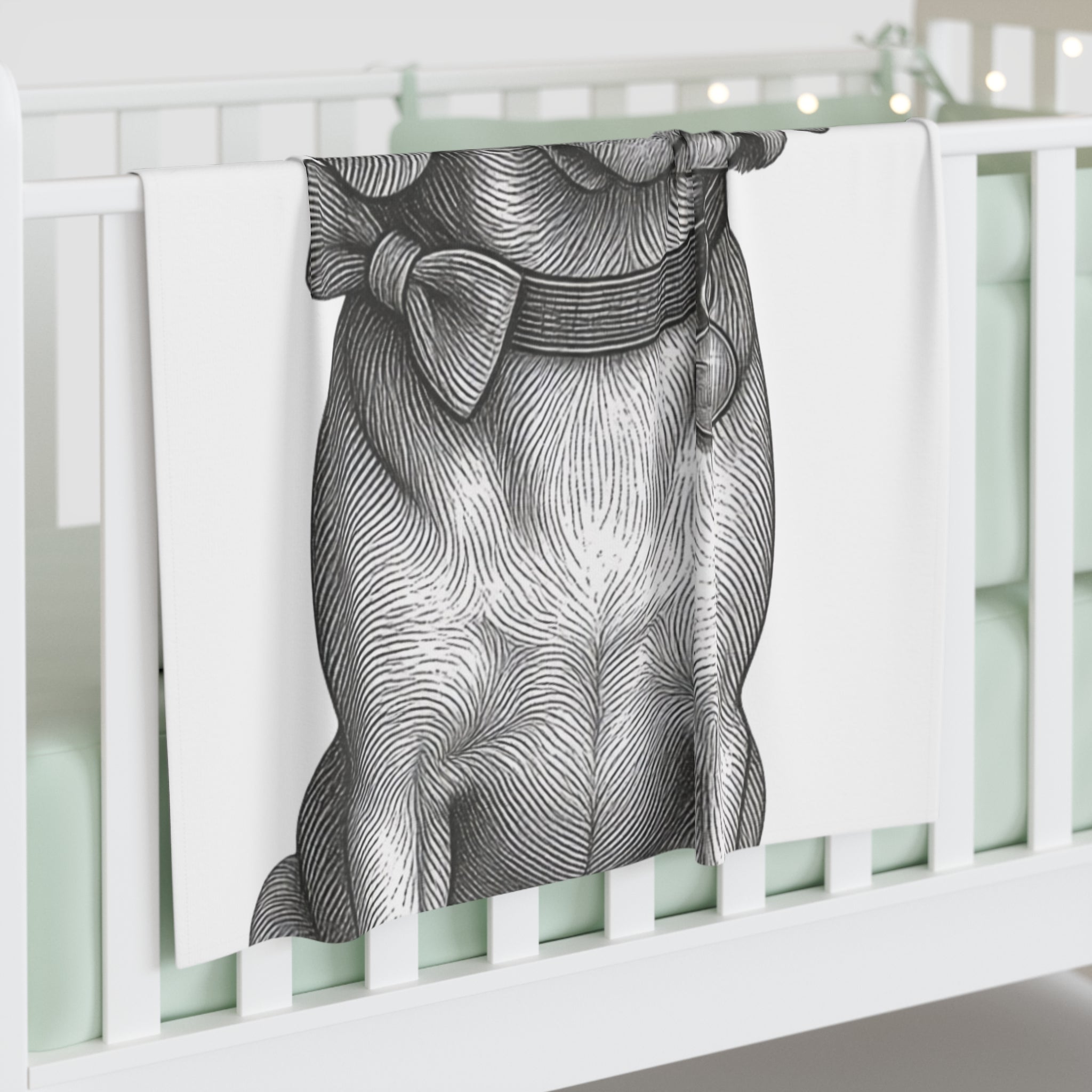 Beagle Swaddle Blanket — Monochrome Sketch Baby Wrap, Newborn Gift - Barry the Distinguished Bowtie Beagle