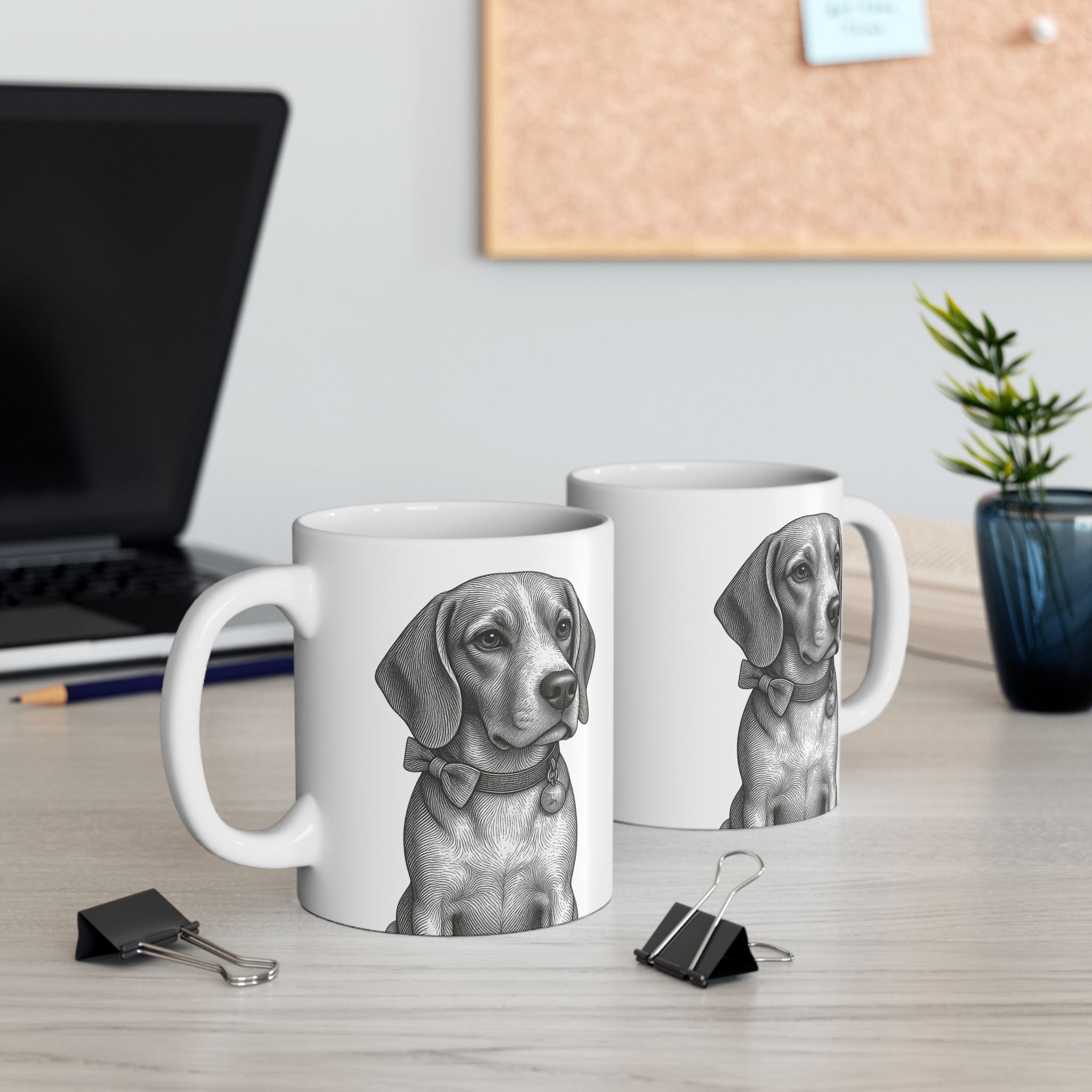 Beagle Mug — Ceramic Coffee Mug (11oz & 15oz)- Barry the Distinguished Bowtie Beagle