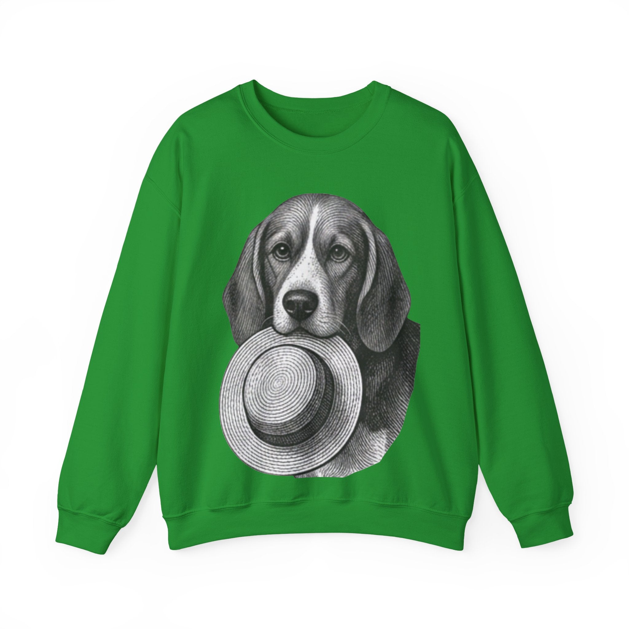 Beagle Holding Hat Crewneck Sweatshirt