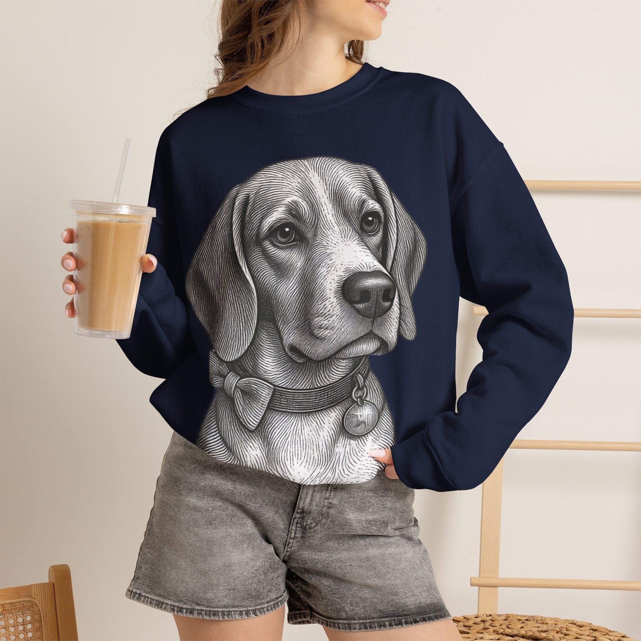 Beagle Portrait Crewneck Sweatshirt — Barry the Distinguished Bowtie Beagle