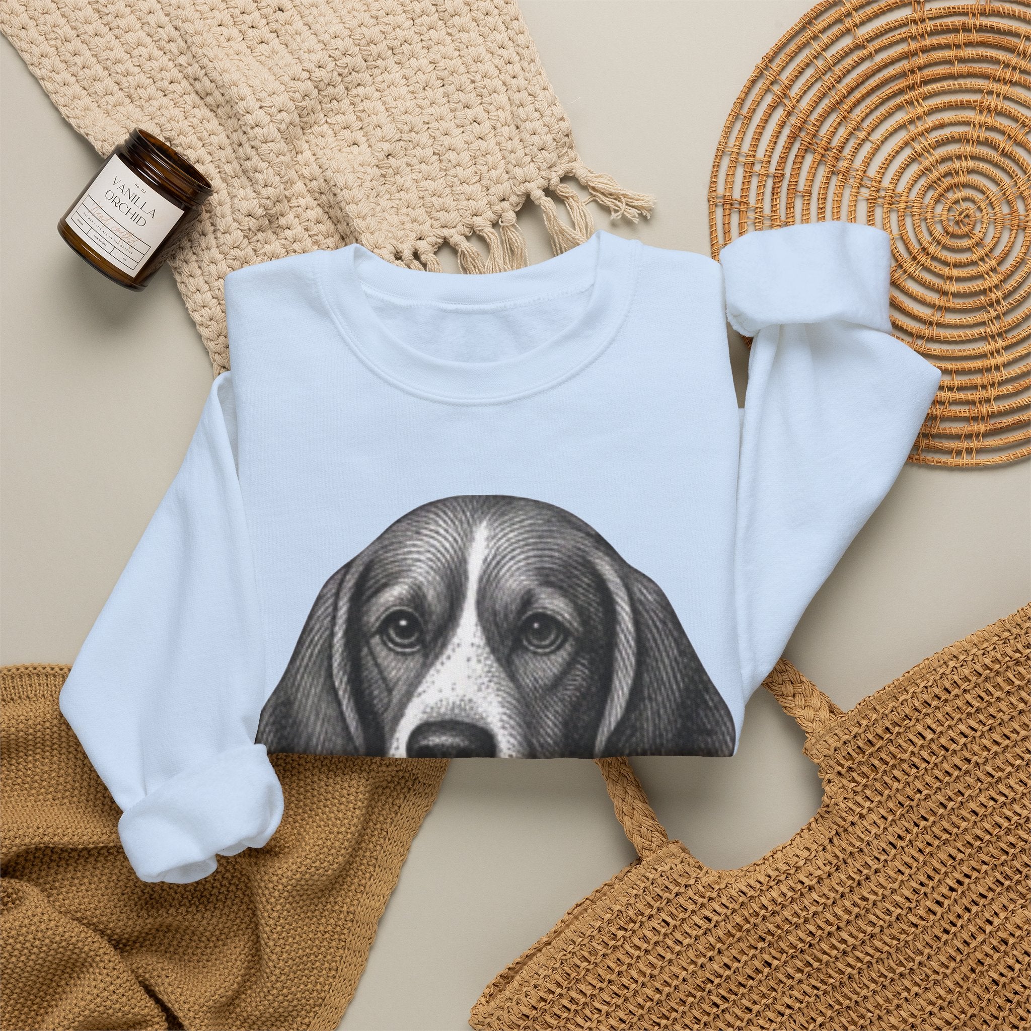 Beagle Holding Hat Crewneck Sweatshirt