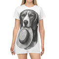 Beagle With Straw Hat T-Shirt Dress — Cute Vintage Dog Graphic Dress for Pet Lovers