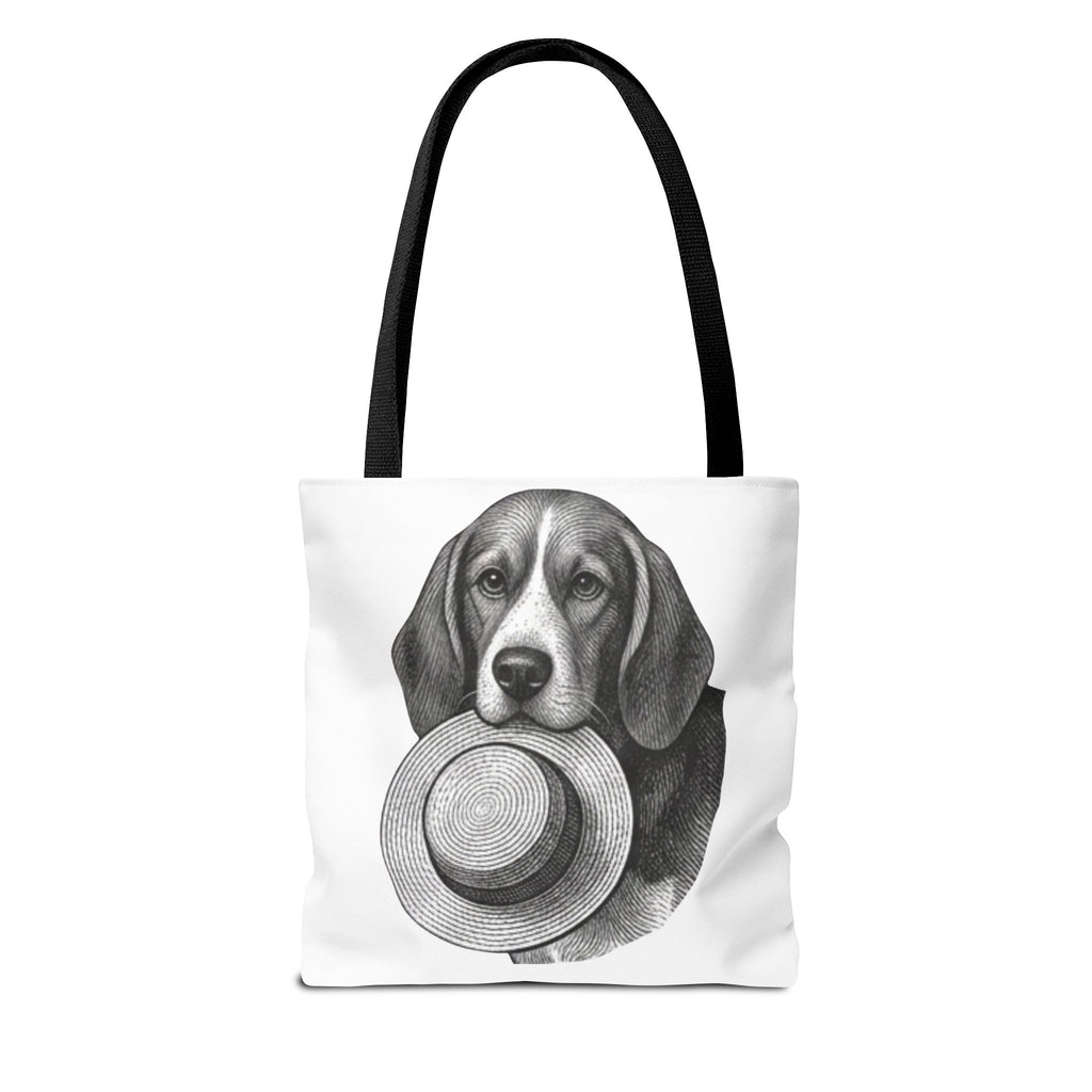 Beagle Tote Bag — Vintage Dog with Straw Hat Canvas Tote