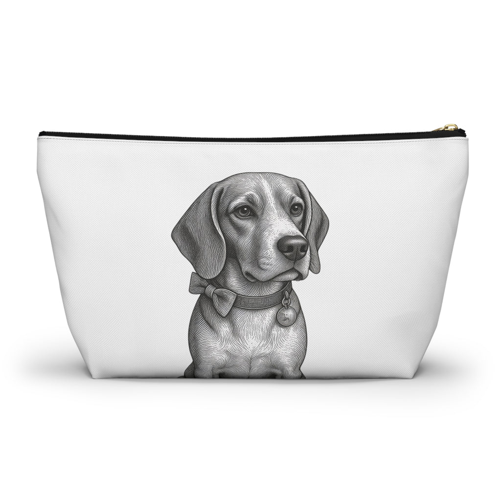 Accessory Pouch w T-bottom- Toiletry bag- Barry the Distinguished Bowtie Beagle