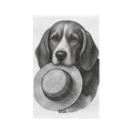 Beagle with Straw Hat Microfiber Tea Towel — Cute Dog Kitchen Towel, Vintage Sketch Art