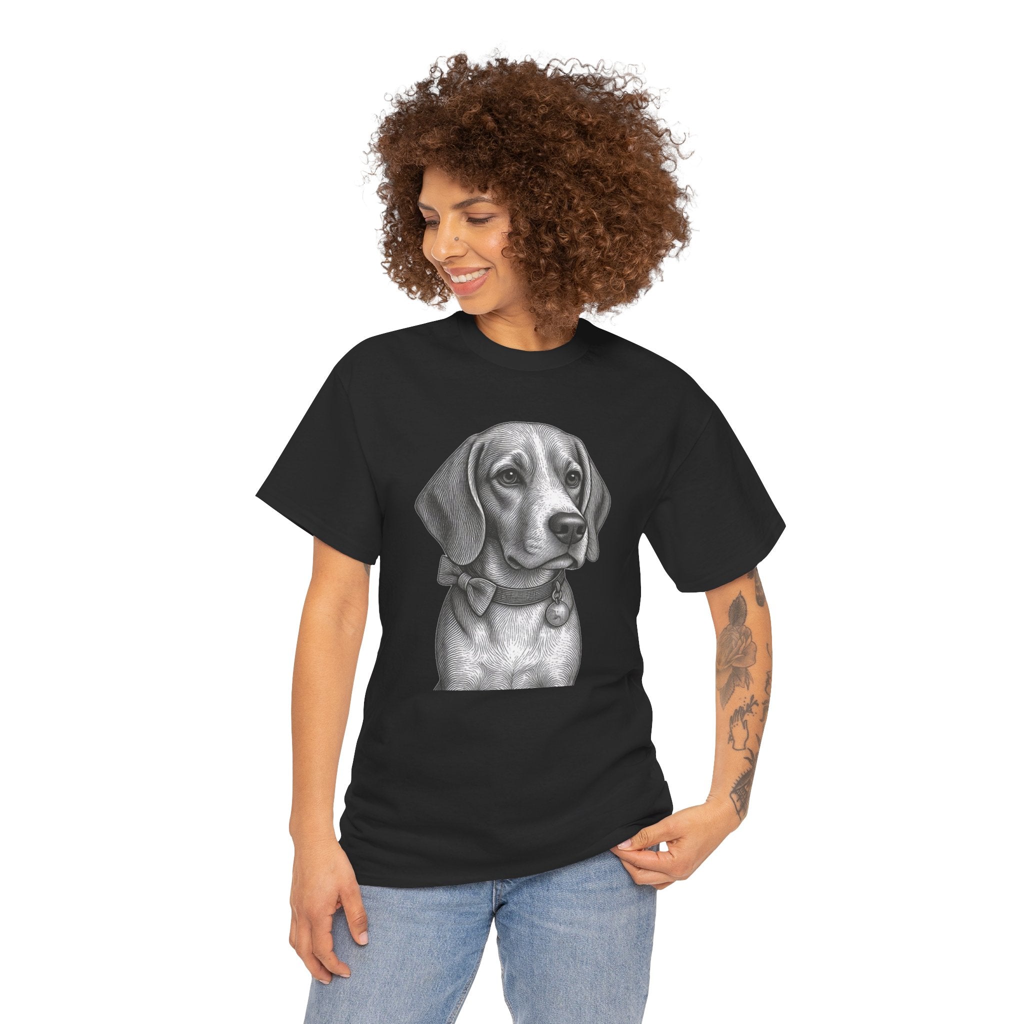 Beagle T Shirt, Bow Tie Beagle Shirt, Vintage Dog Lover Gift, Beagle Lover Gift, Black and White Beagle Portrait Tee