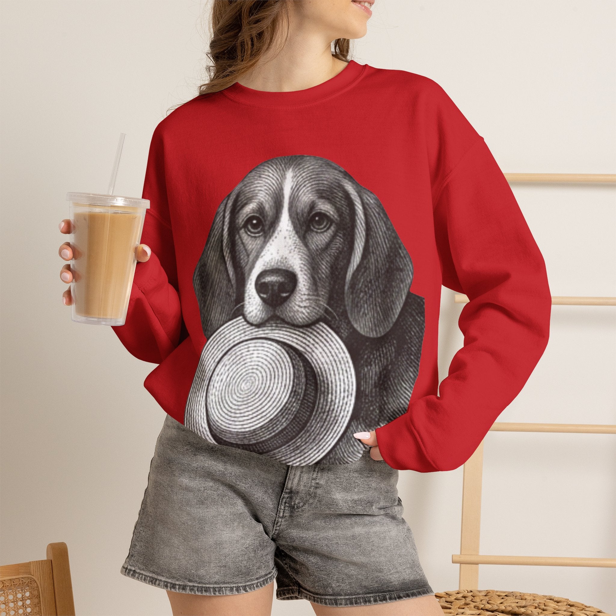 Beagle Holding Hat Crewneck Sweatshirt