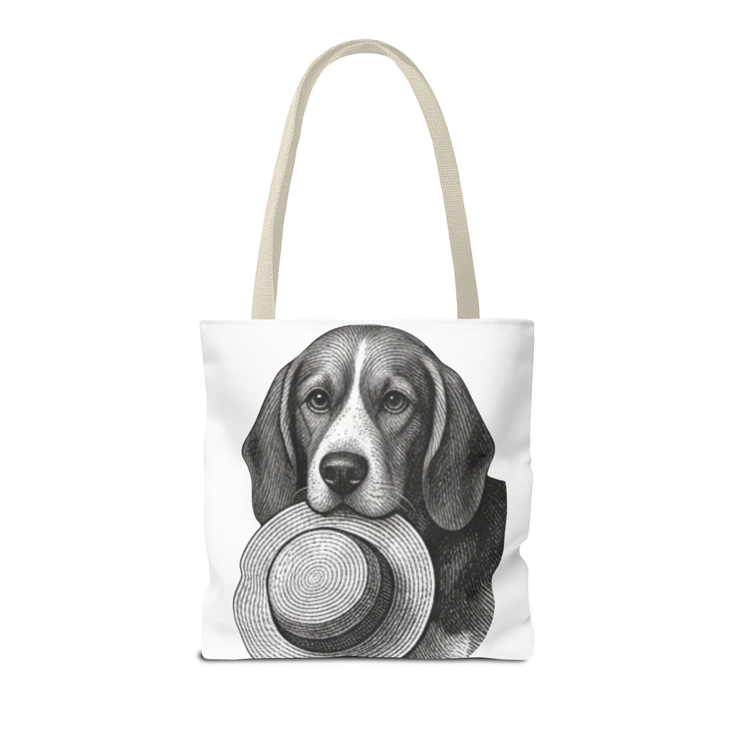 Beagle with Hat Tote Bag — Vintage Dog Illustration Canvas Tote