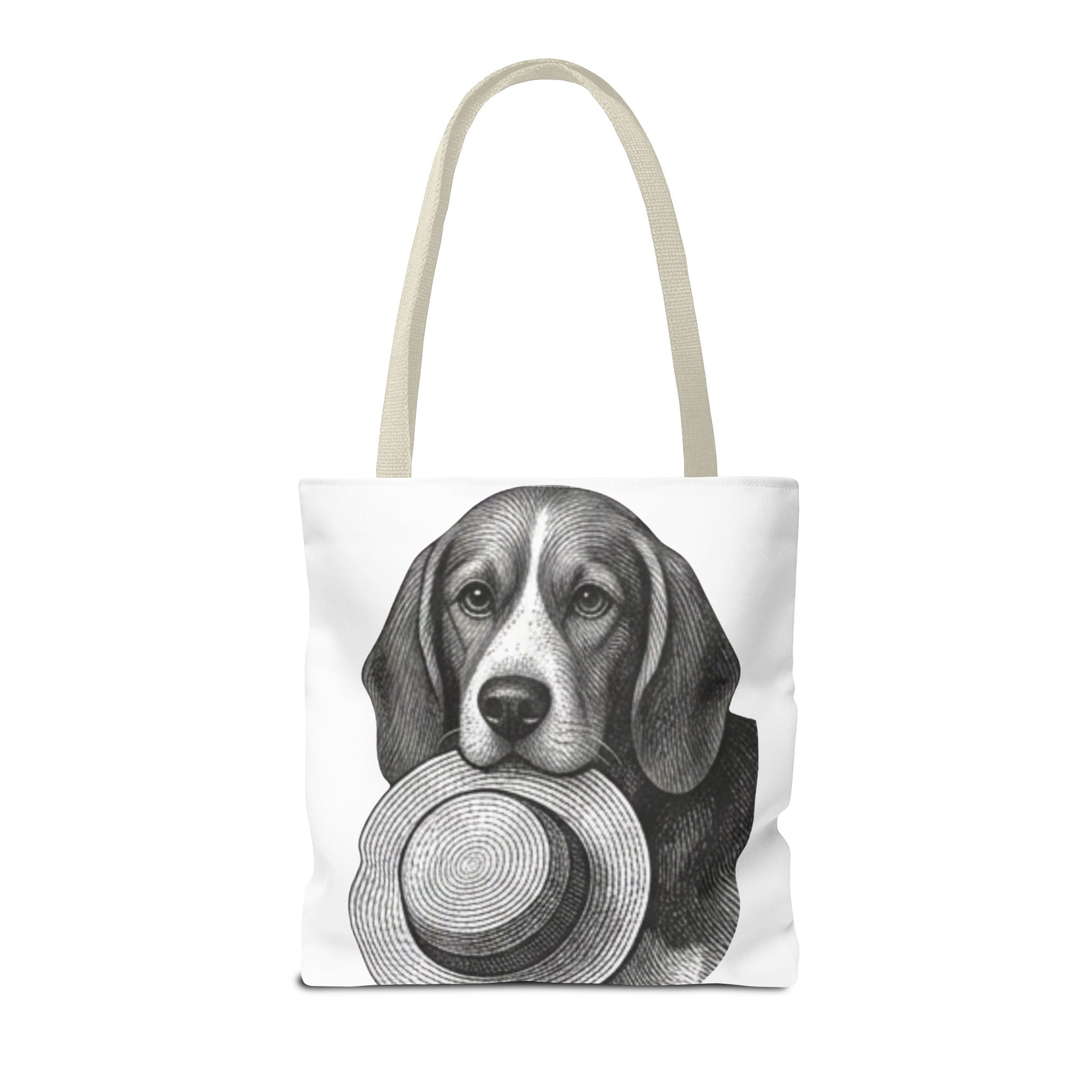 Beagle with Hat Tote Bag — Vintage Dog Illustration Canvas Tote