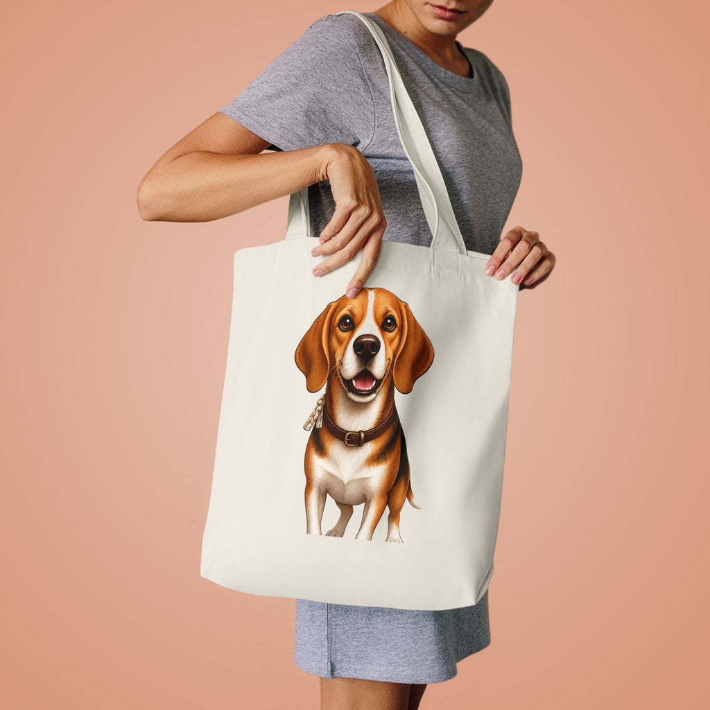 Beagle Tote Bag - Cute Realistic Dog Cotton Shopper for Pet Lovers