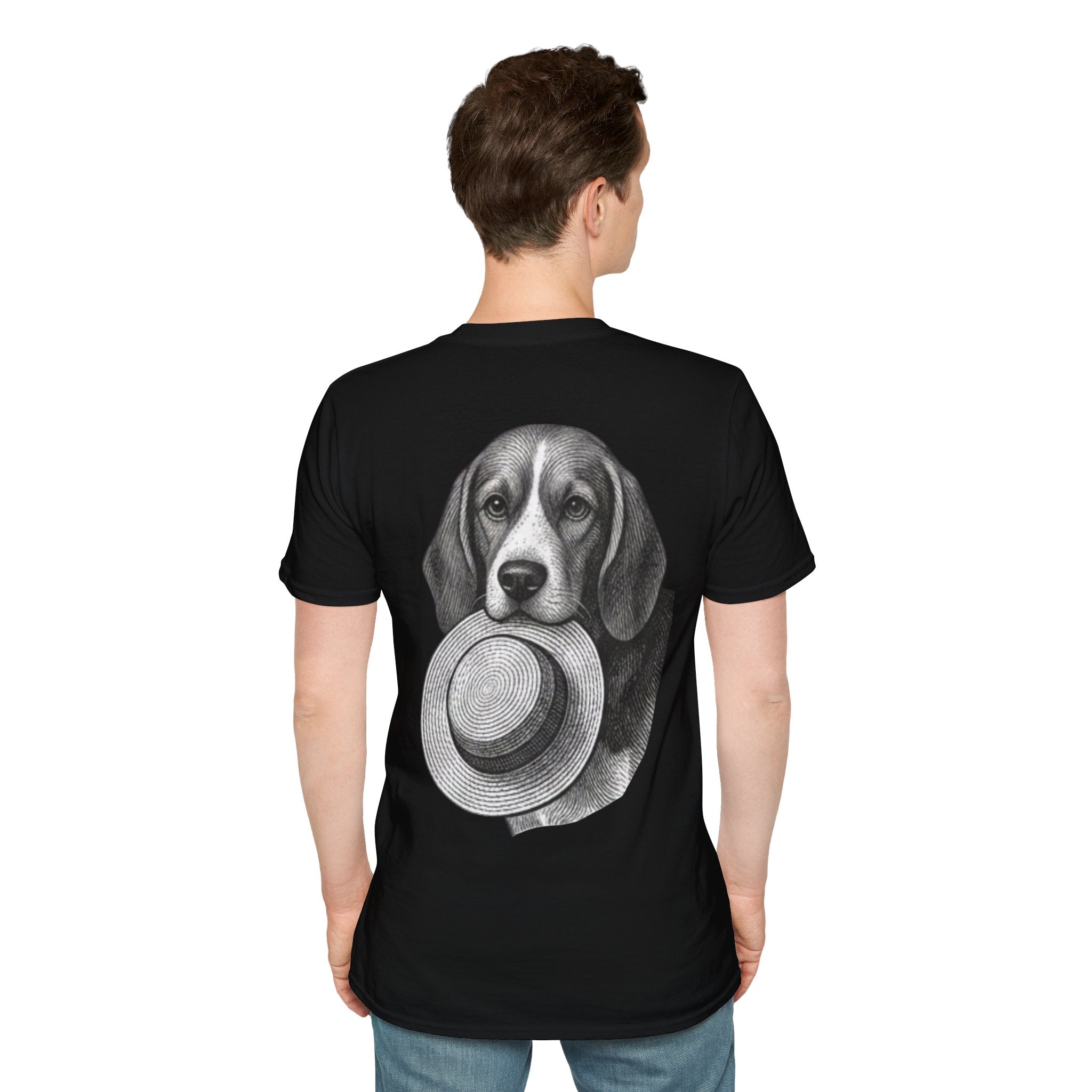 Beagle hat thief Classic Black Crewneck T‑Shirt — Minimal Everyday Tee