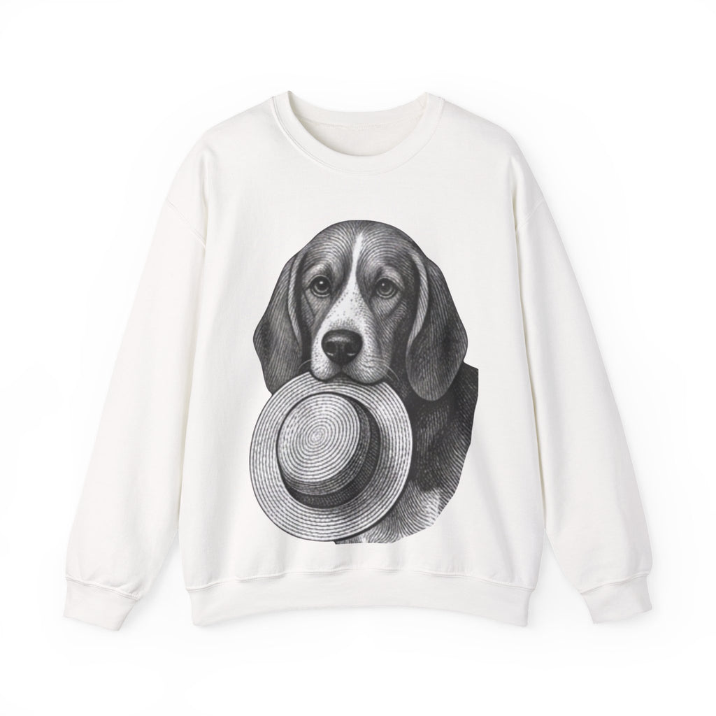 Beagle Holding Hat Crewneck Sweatshirt