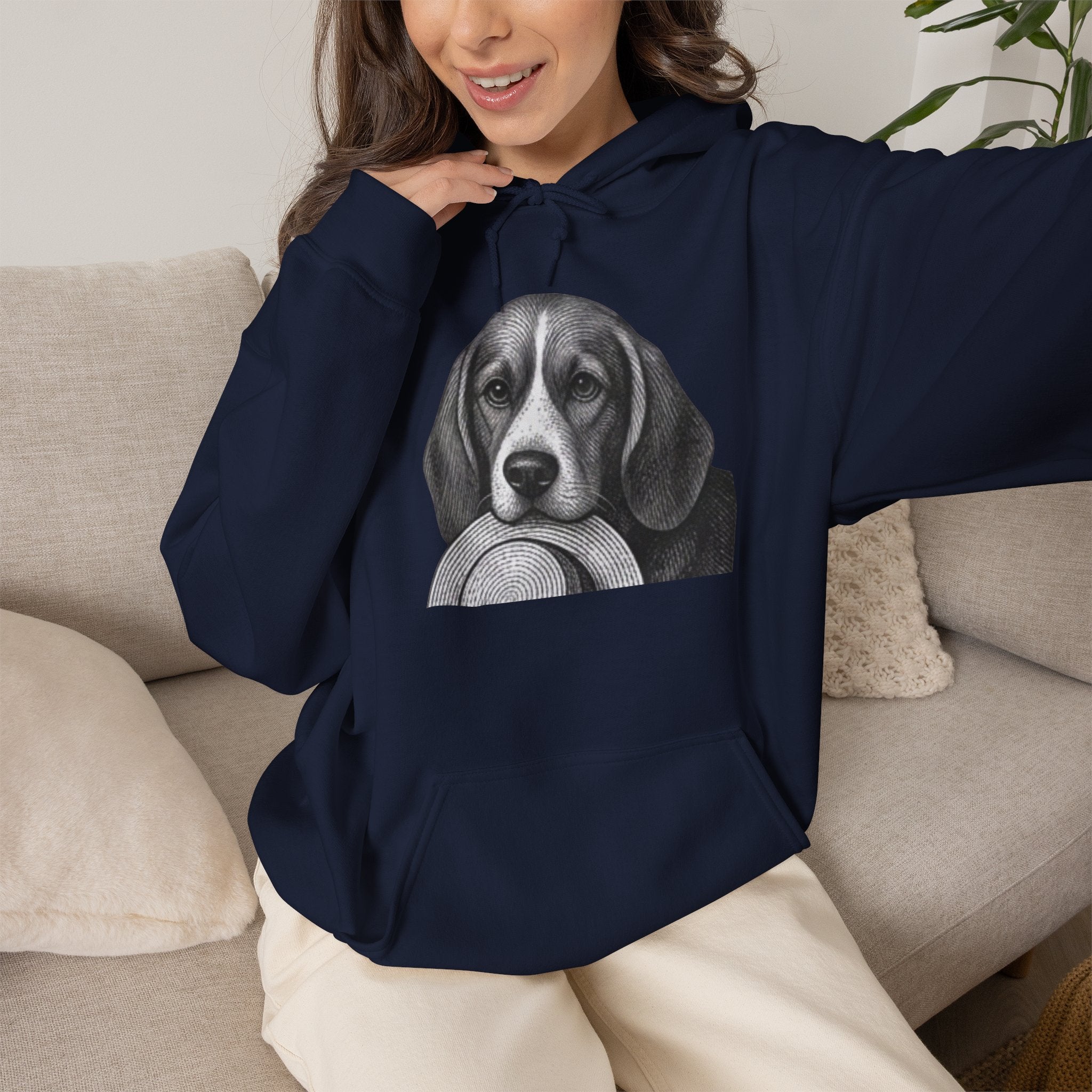 Beagle With Hat Hoodie — Cute Vintage Dog Portrait Pullover