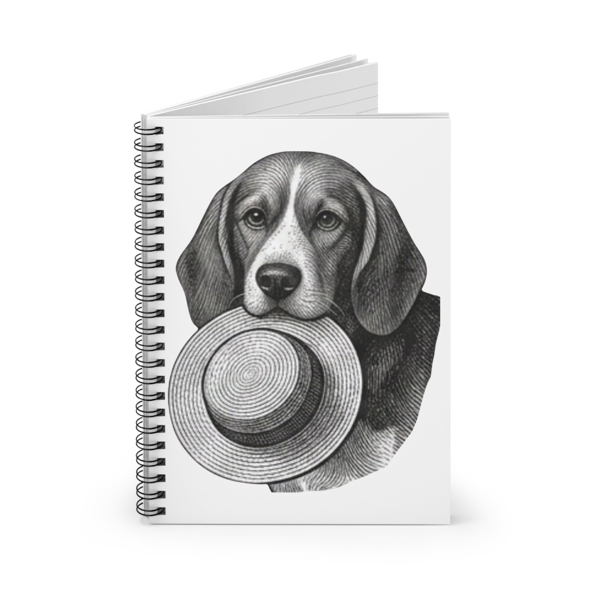 Beagle With Straw Hat Spiral Notebook — Ruled Journal for Dog Lovers