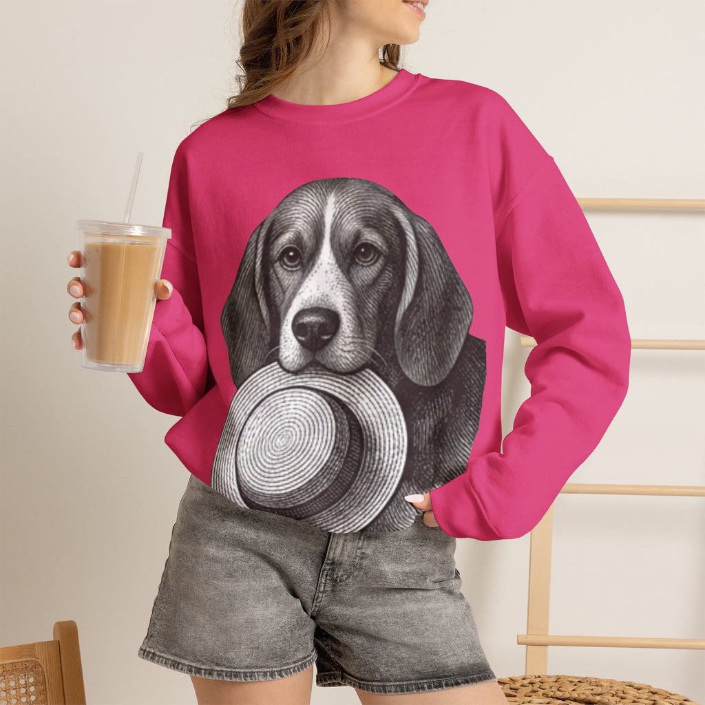 Beagle Holding Hat Crewneck Sweatshirt