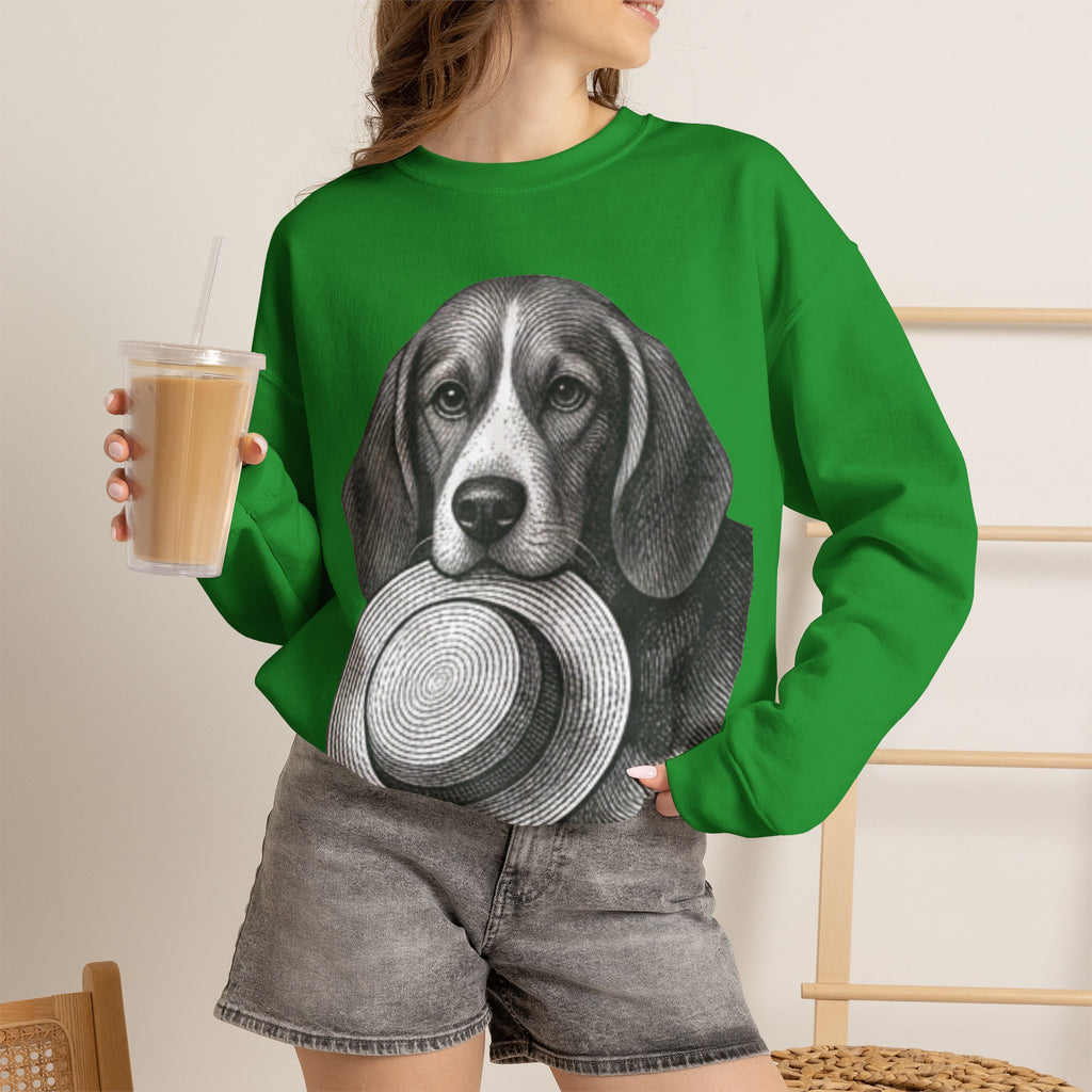 Beagle Holding Hat Crewneck Sweatshirt