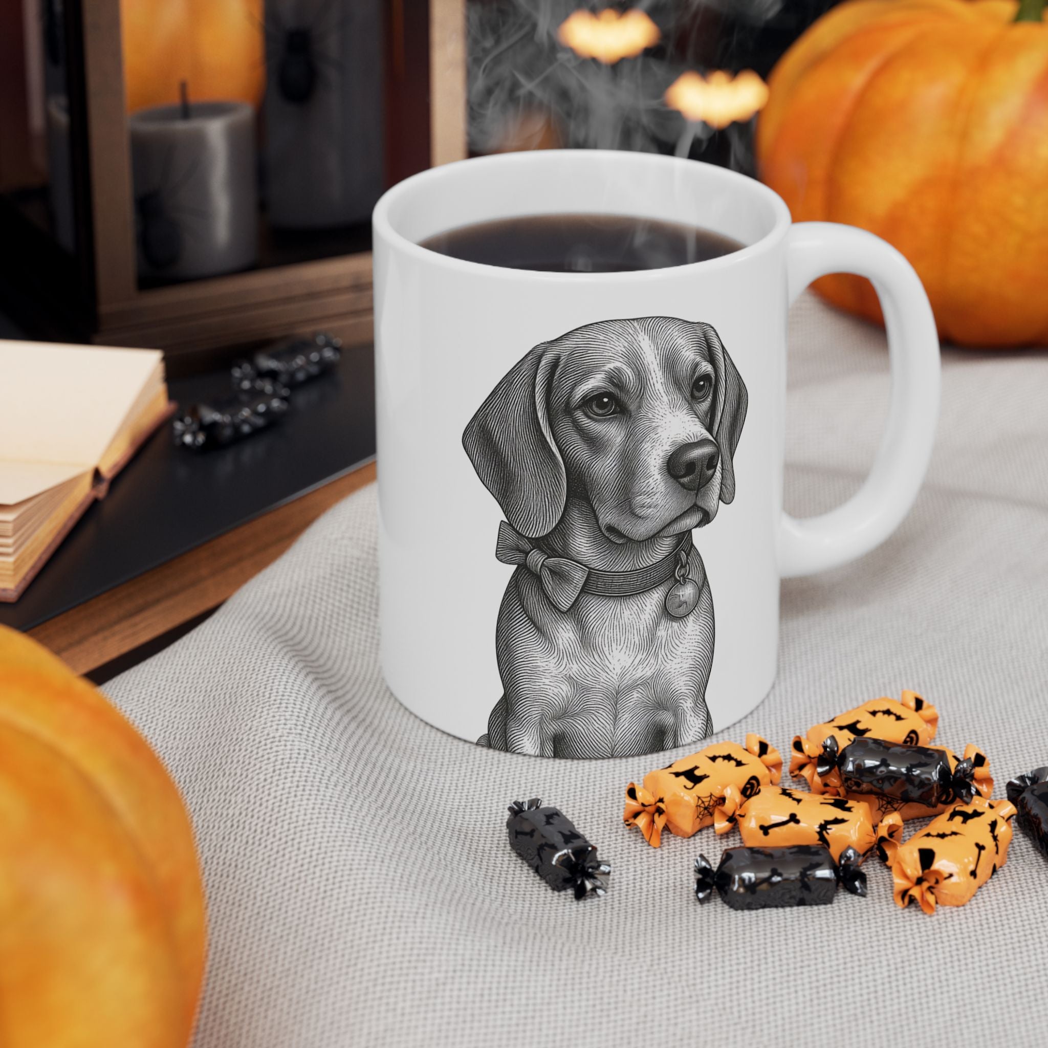 Beagle Mug — Ceramic Coffee Mug (11oz & 15oz)- Barry the Distinguished Bowtie Beagle