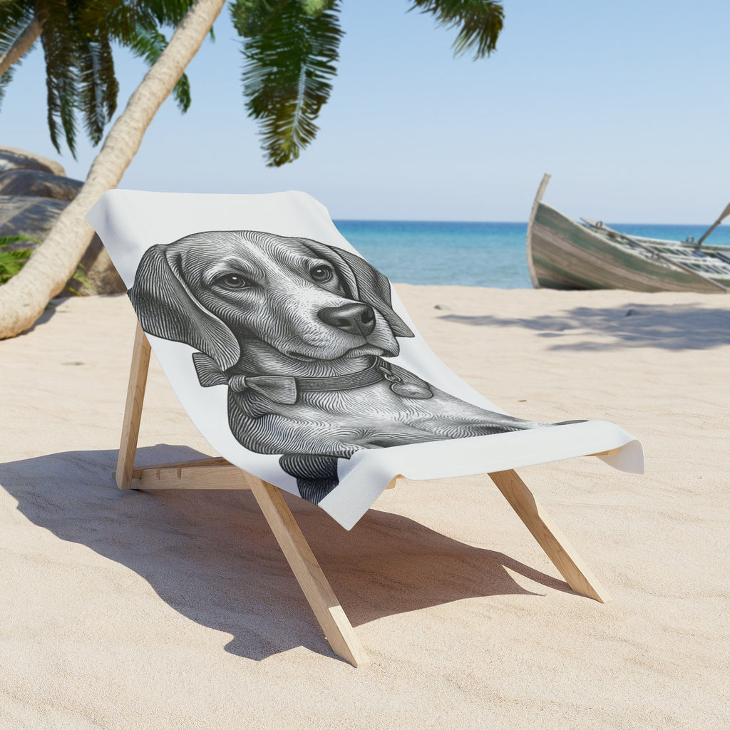 Beagle Portrait Beach Towel – Barry the Distinguished Bowtie Beagle