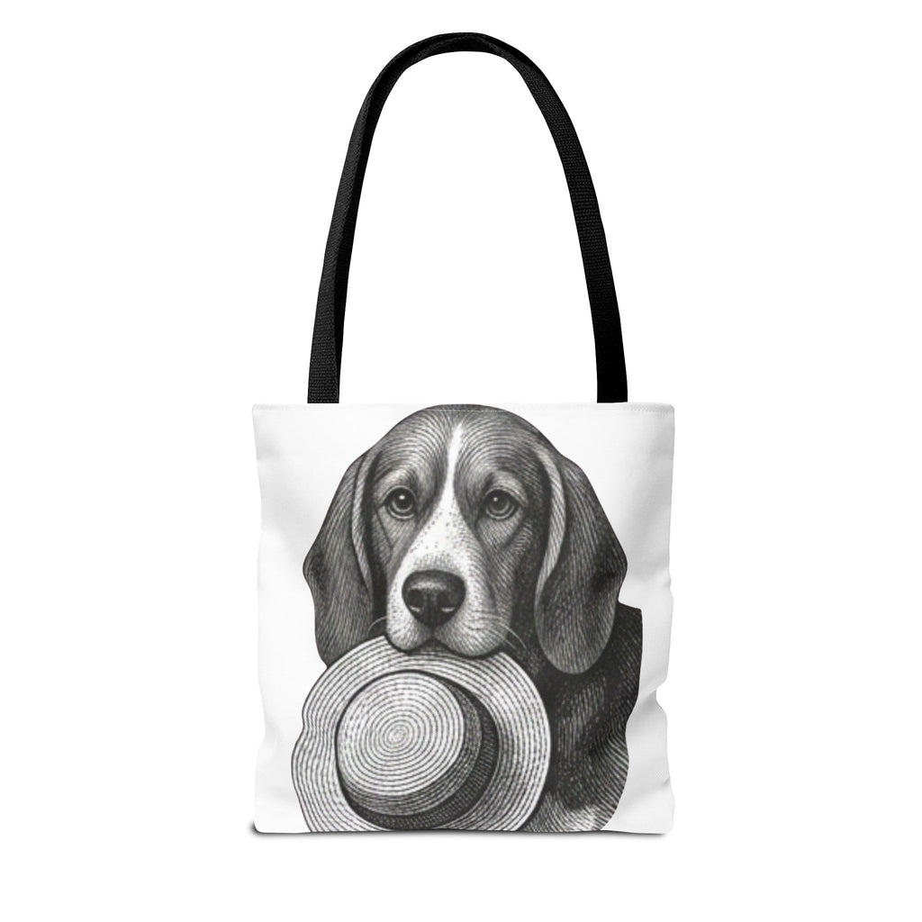 Beagle with Hat Tote Bag — Vintage Dog Illustration Canvas Tote