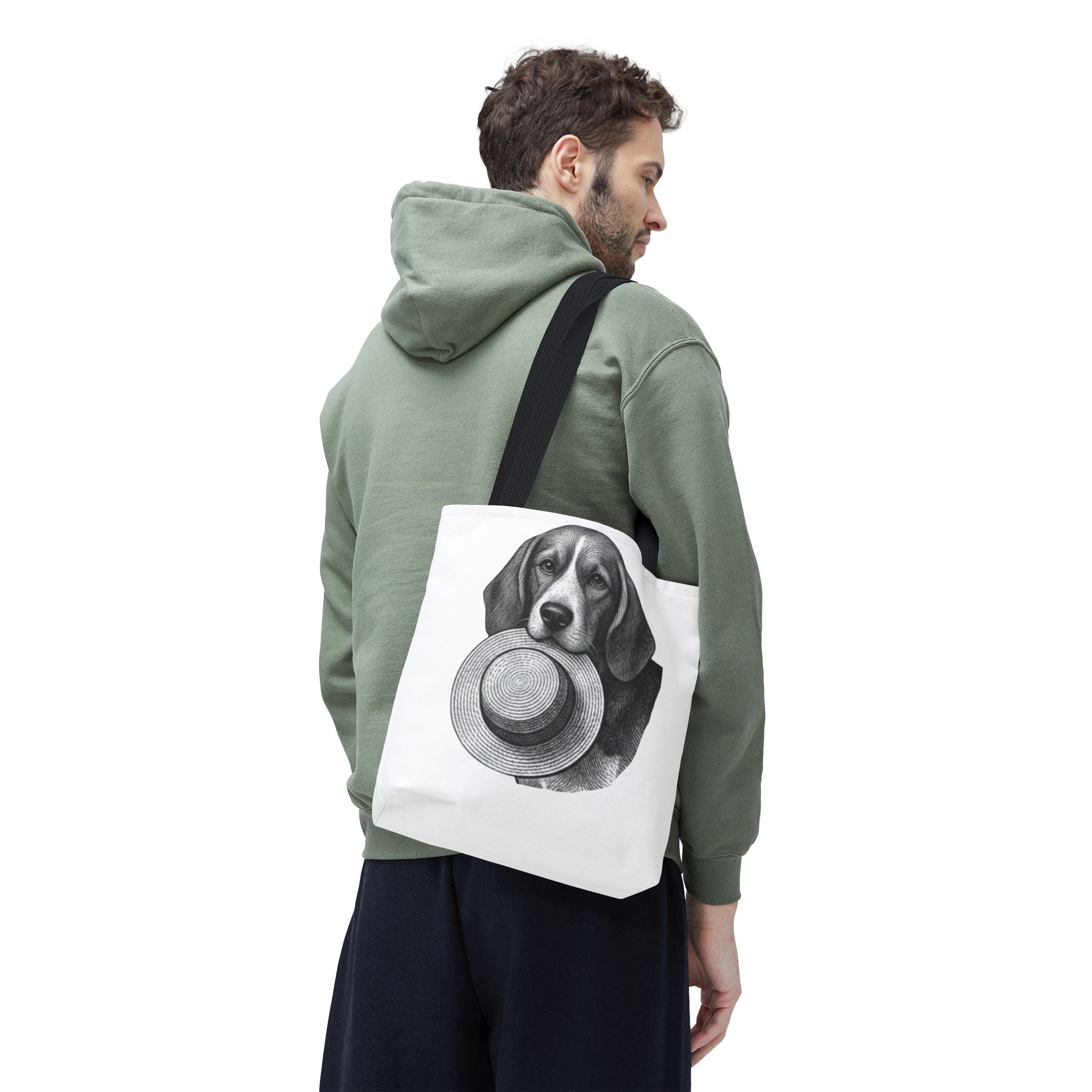 Beagle Tote Bag — Vintage Dog with Straw Hat Canvas Tote