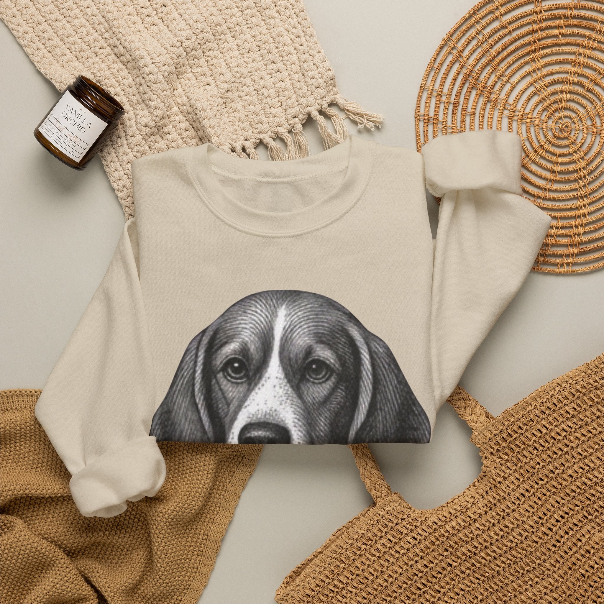 Beagle Holding Hat Crewneck Sweatshirt