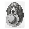 Vintage Beagle Swaddle Blanket — Baby Swaddle with Dog Holding Straw Hat