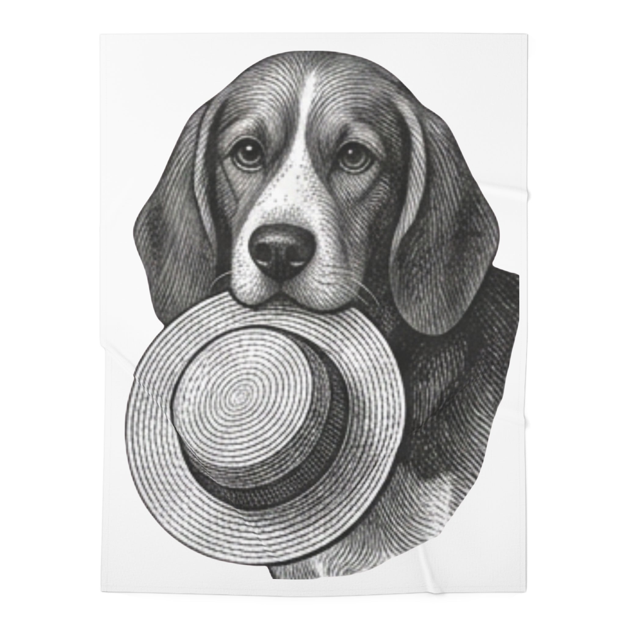 Vintage Beagle Swaddle Blanket — Baby Swaddle with Dog Holding Straw Hat