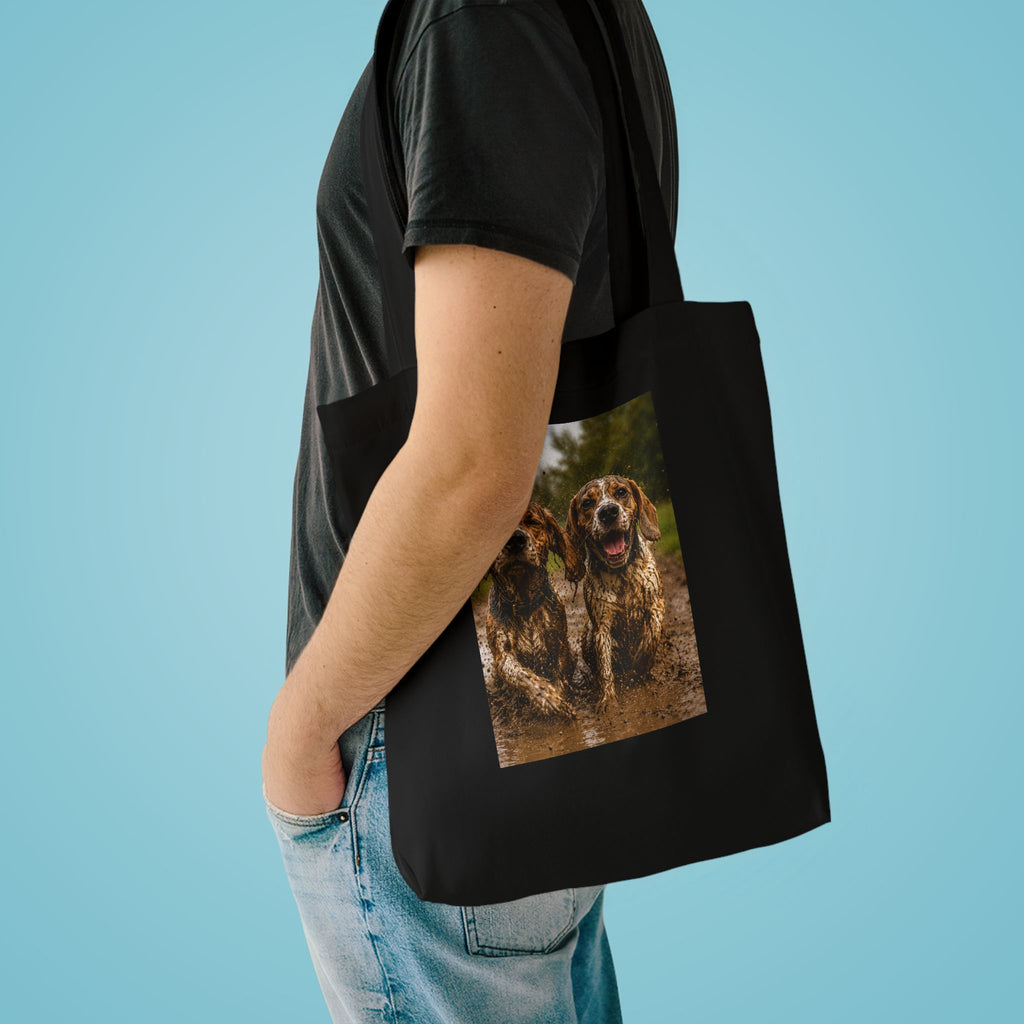 Beagle  Lovers Tote Bag — Happy Muddy Dogs Photo Cotton Tote