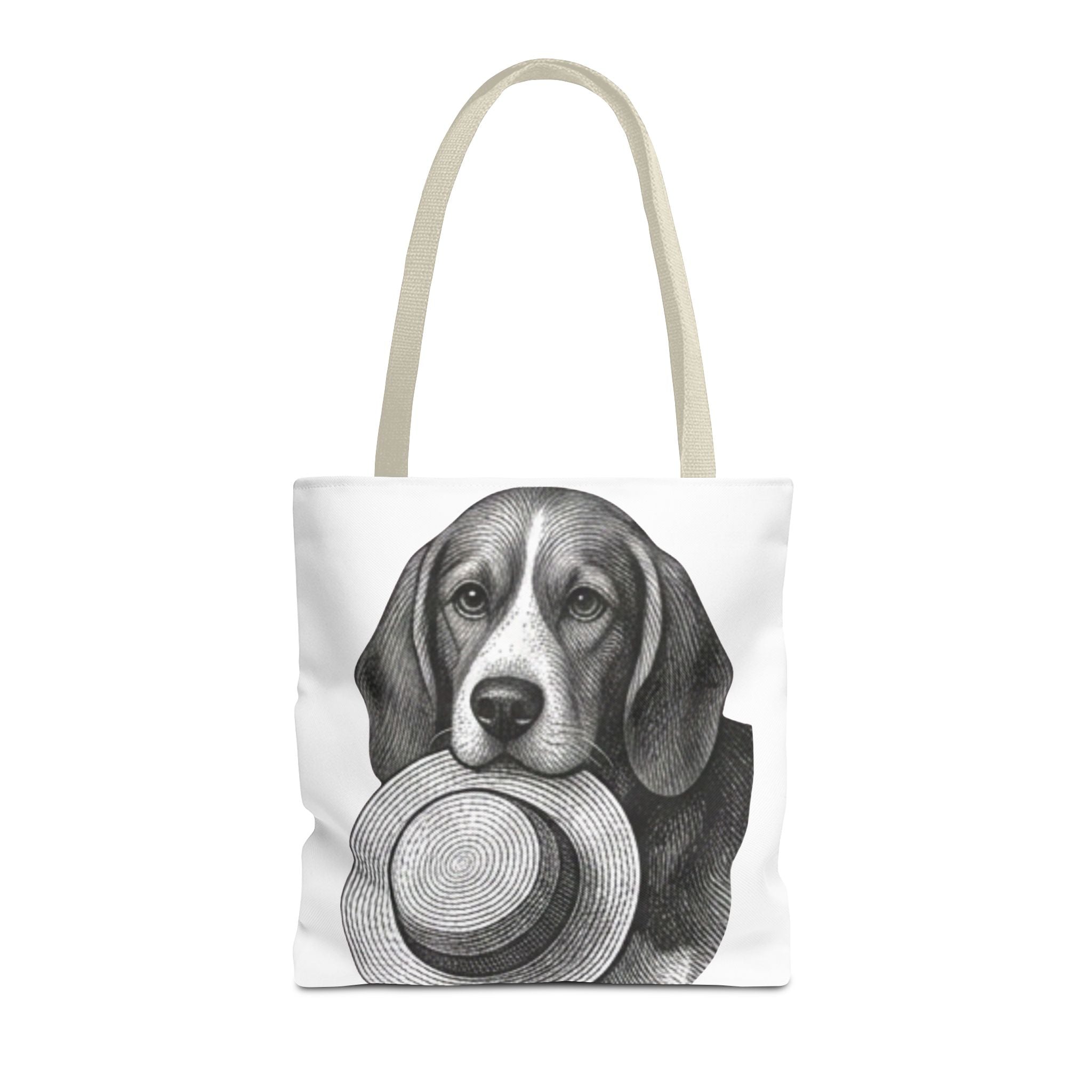 Beagle with Hat Tote Bag — Vintage Dog Illustration Canvas Tote