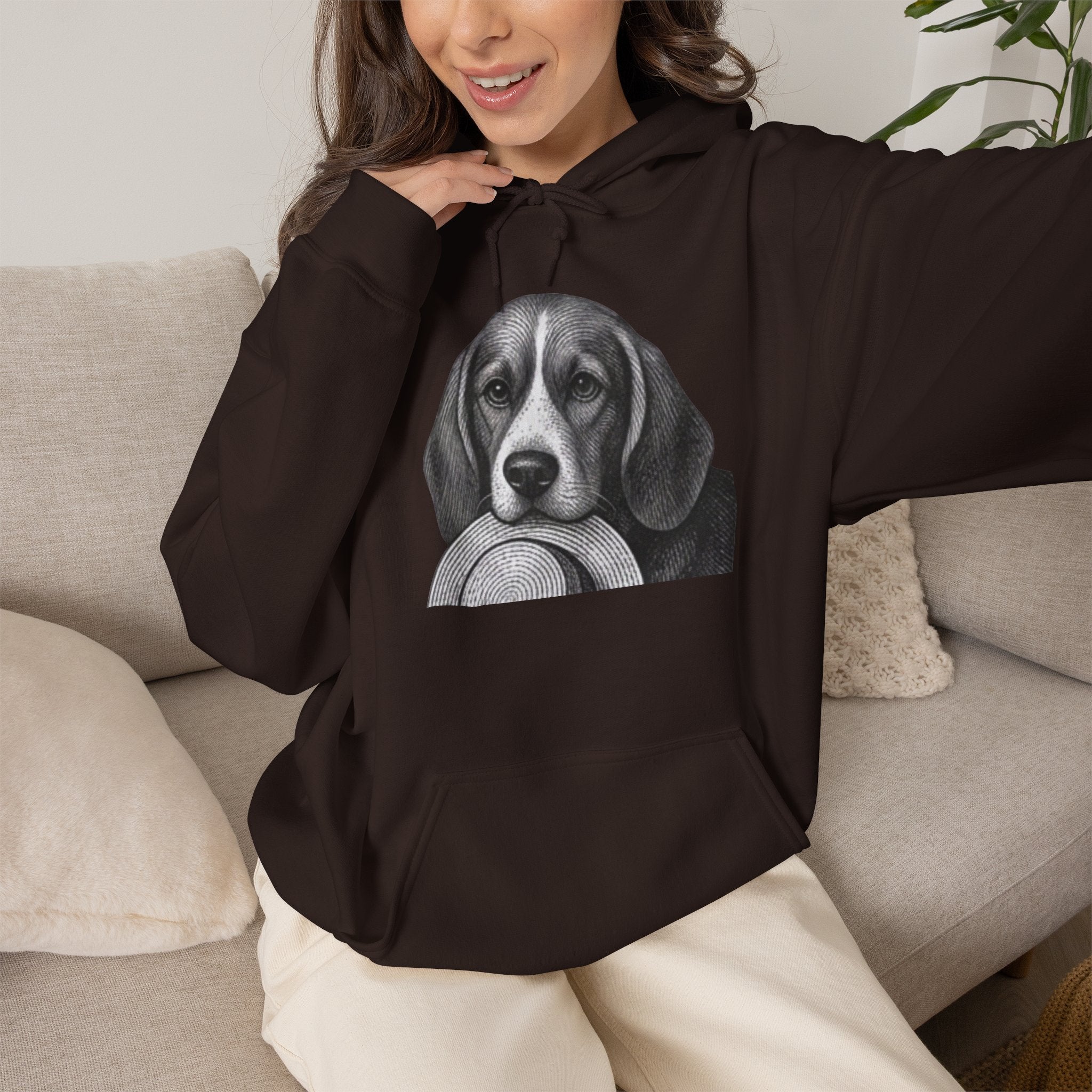 Beagle With Hat Hoodie — Cute Vintage Dog Portrait Pullover