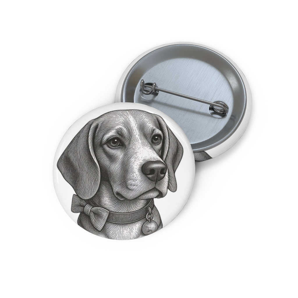 Beagle  Pin Button — Custom Pet Photo Button Badge - Barry the Distinguished Bowtie Beagle