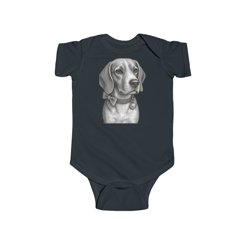 Beagle Baby Bodysuit  — Cute Puppy Infant Onesie- Barry the Distinguished Bowtie Beagle