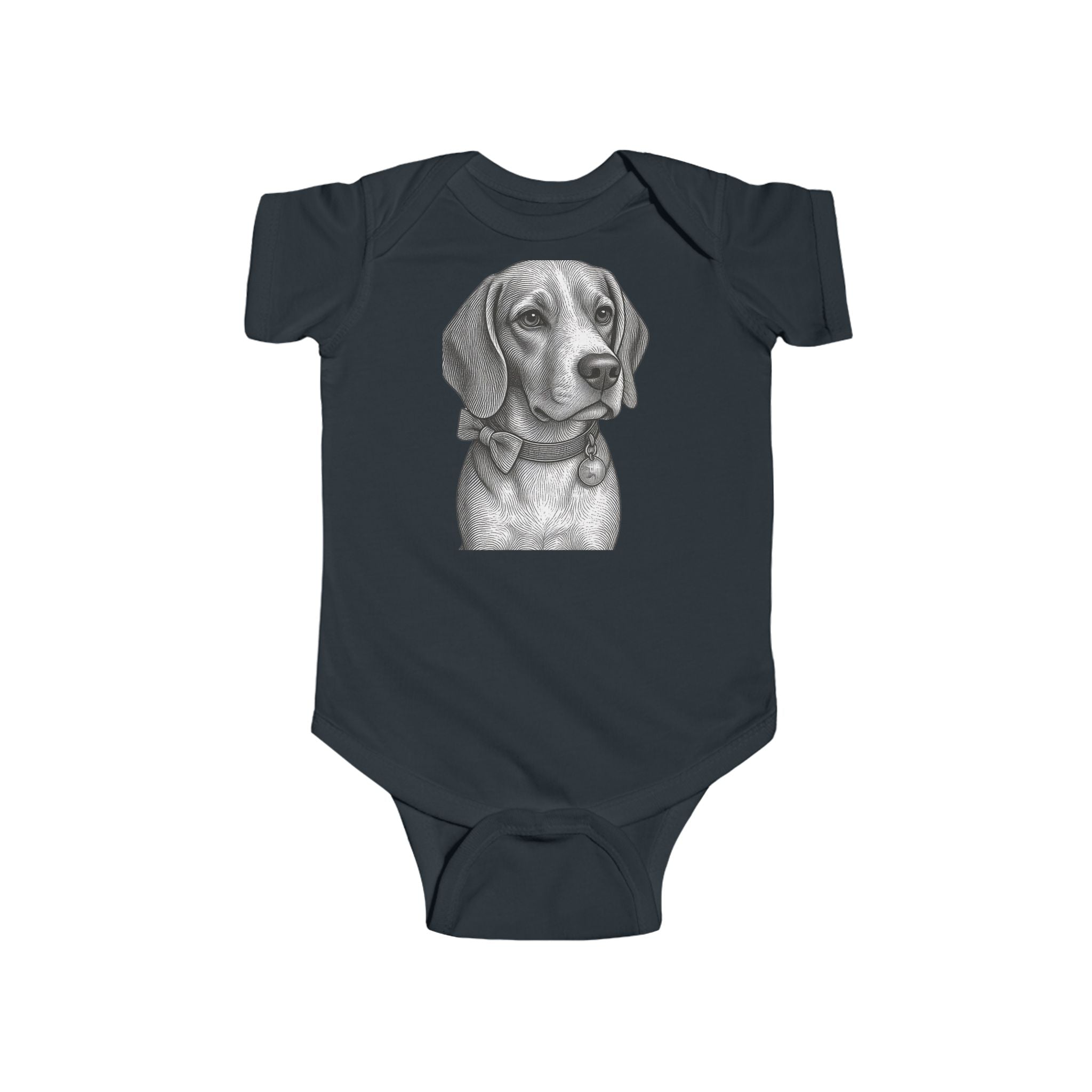 Beagle Baby Bodysuit  — Cute Puppy Infant Onesie- Barry the Distinguished Bowtie Beagle
