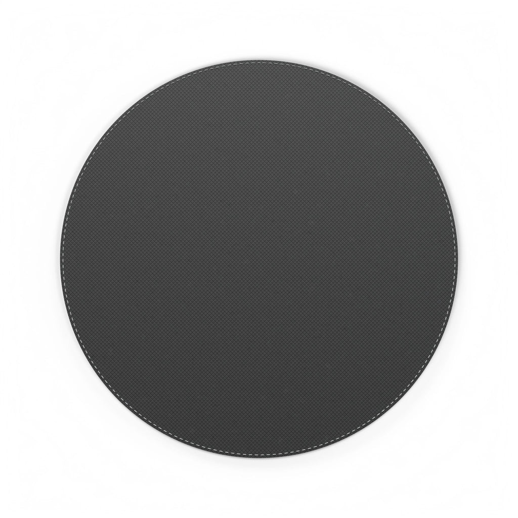 Beagle Holding Hat PU Leather Round Mouse Mat — Fergus the Hat Thief