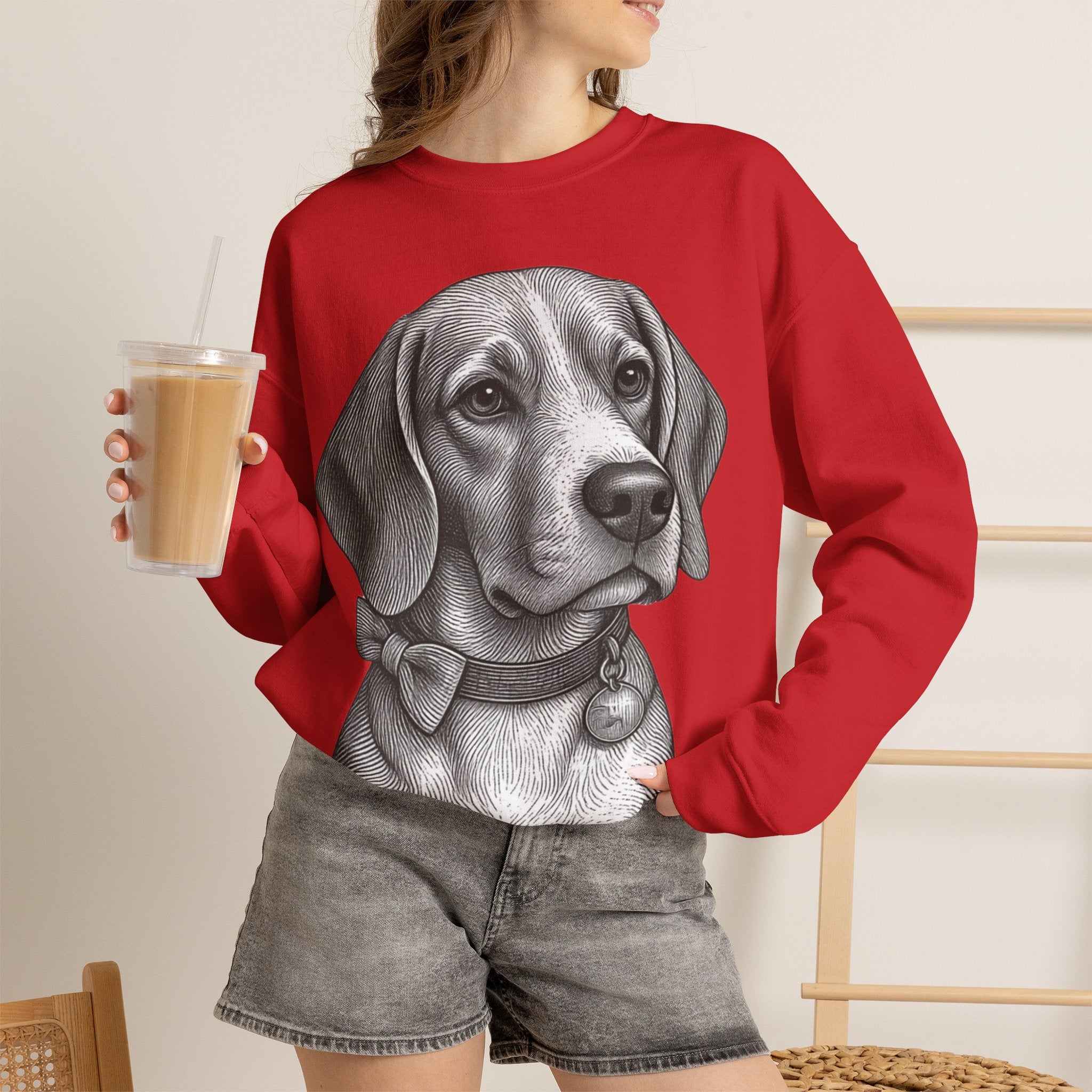 Beagle Portrait Crewneck Sweatshirt — Barry the Distinguished Bowtie Beagle