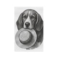 Beagle with Straw Hat Microfiber Tea Towel — Vintage Dog Kitchen Towel