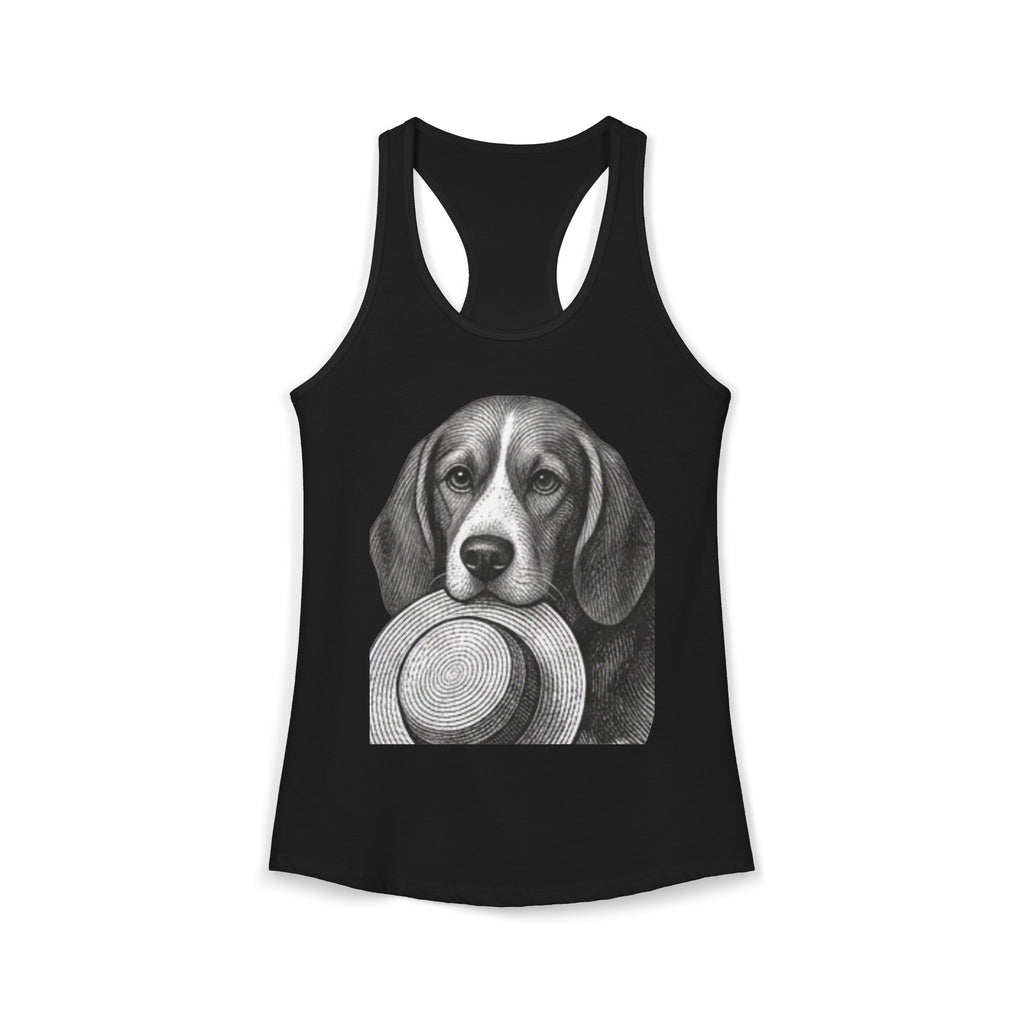 Beagle Women's  Racerback Tank- Fergus the Hat Thief