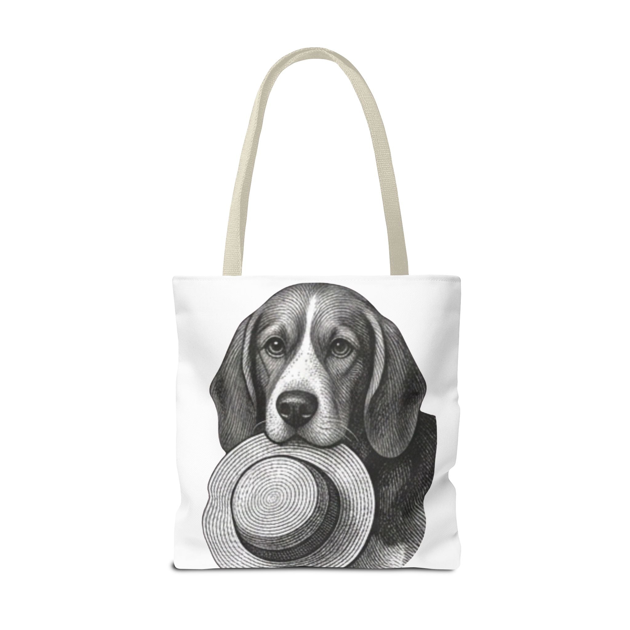 Beagle with Hat Tote Bag — Vintage Dog Illustration Canvas Tote